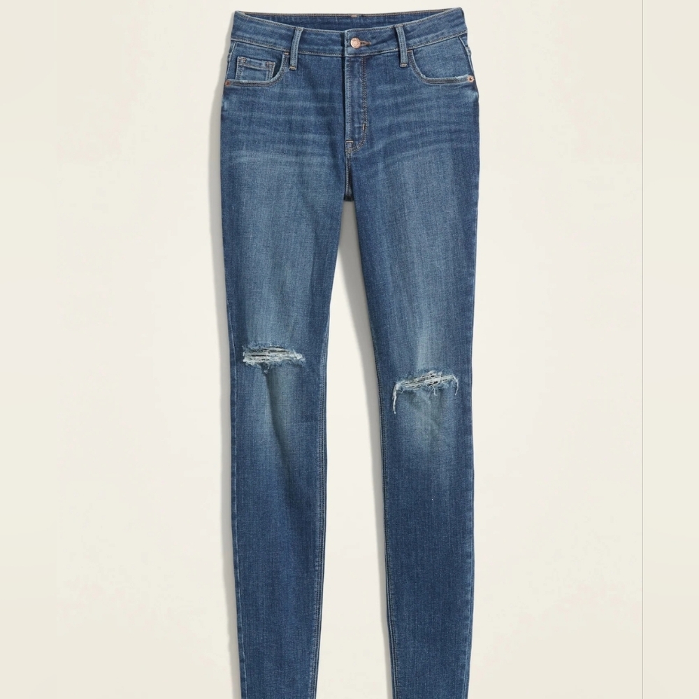 NWT Sz 12 Old Navy High Rise Rockstar Super Skinny rip knee jeans
